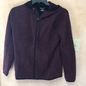 Hooded zip up fleece lined sweater